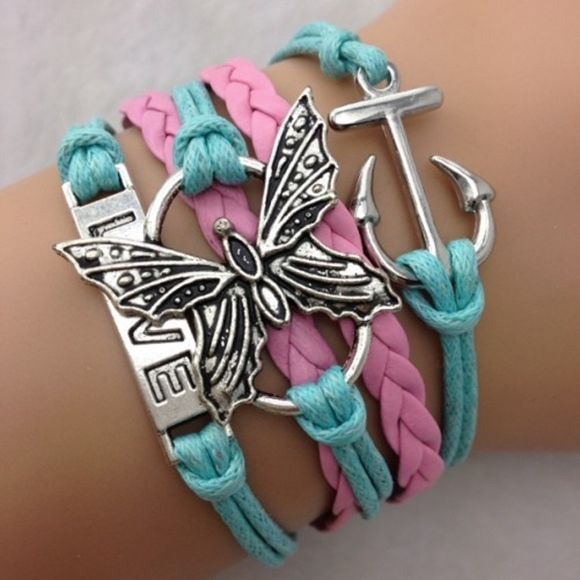 Multilayer Butterfly Anchor Love Charm Bracelet - Picture 7 of 7
